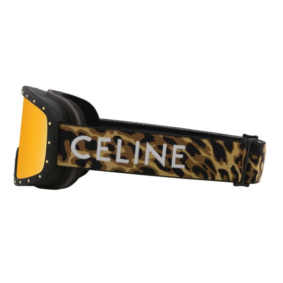 NEW CELINE CL40196U 99C SKI MASK BLACK/CAMOUFLAGE SMOKE/GOLD MIRROR SUNGLASSES - Picture 5 of 6